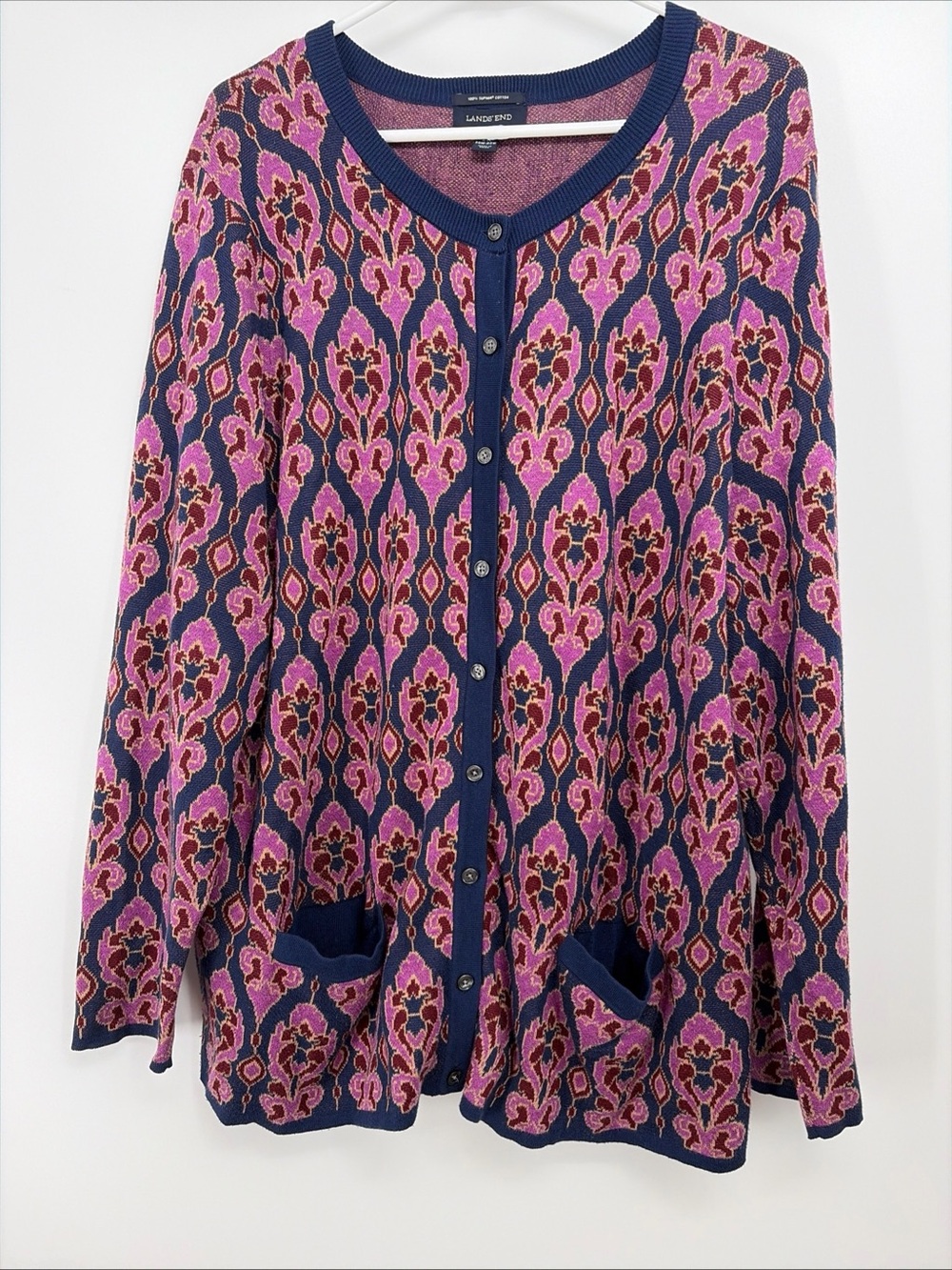 Lands' End Plus Sz 2X 100% Supima Cotton Button Cardigan With Pockets!